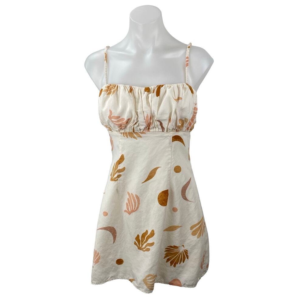 ASTR The Label Claramae Cream Sleeveless Cutout Cami Tank A Line Mini Dress S